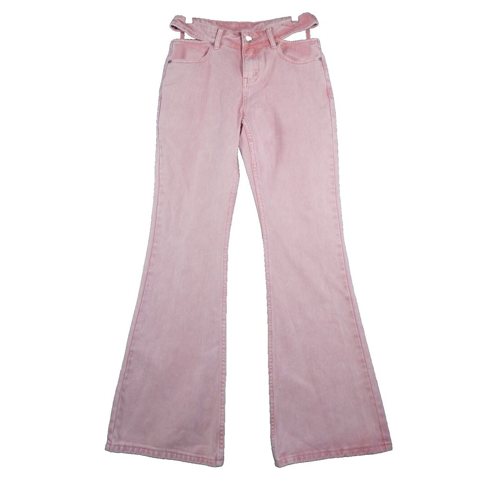 Anthropologie Flare Jeans sz 26 Milk It Mia Waist Cut Out Pink NWT